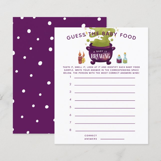 Papier Halloween Devinez Le Jeu De Douche Alimentaire Béb (Devant / Derrière)