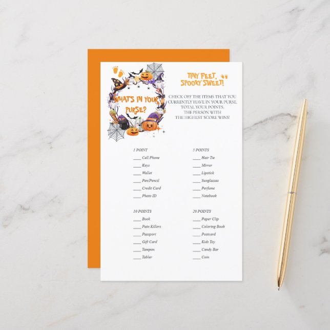 Papier Halloween Minuscules pieds, Jeu Éffrayant de Purse (Devant/Arrière en situation)