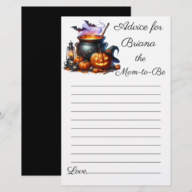 Papier Halloween Monster Boy Baby shower Conseils pour ma (Devant / Derrière)