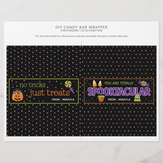 Papier Halloween Party 1,55 oz Candy Bar Wrapper (Devant)