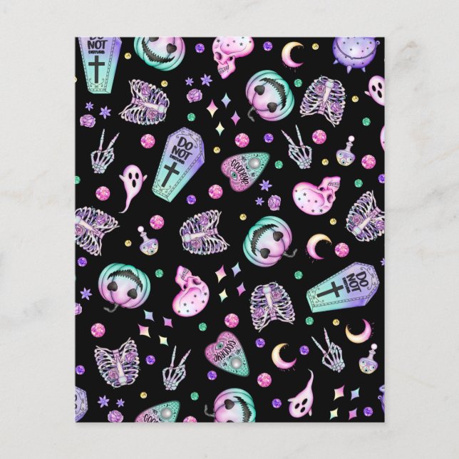 Papier Halloween pastel gothique apothecaire et cimetière (Devant)