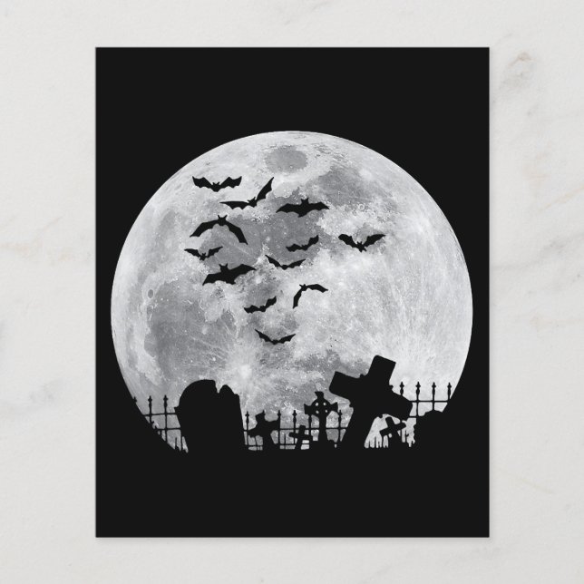 Papier Halloween Pleine lune Cimetière Bats Éffrayants (Devant)