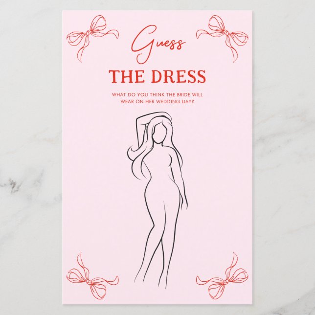 Papier Hand Drawn Bow Red & Pink Guess the Dress Game (Devant)