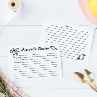 Papier Hand Drawn Coquette Lemon Recipe Card