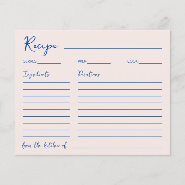Papier Handwritten Font Blue Elegant Recipe For The Bride (Devant)
