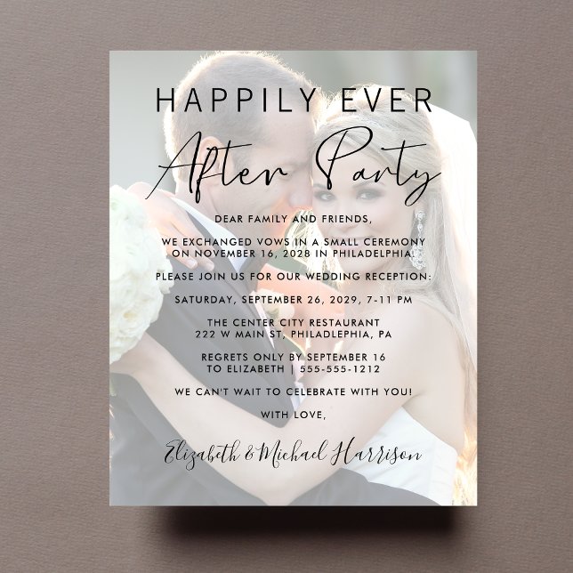 Papier Happily Ever After Photo Wedding Reception Invite (Créateur téléchargé)