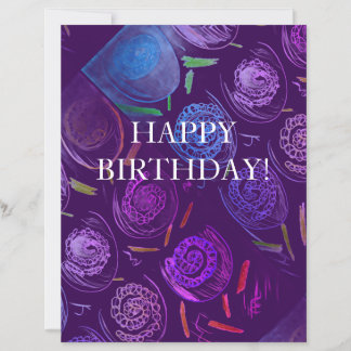 Papier HAPPY BIRTHDAY PURPLE FLOWERS Paper Sheet