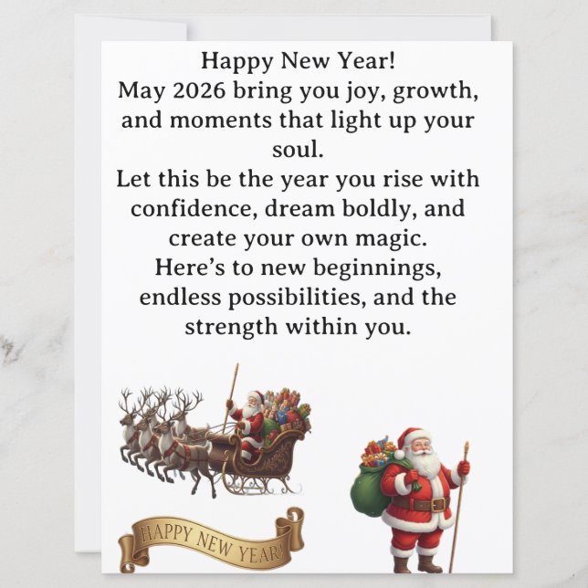 Papier Happy New Year 2026 – Inspirational Greeting Card (Devant)