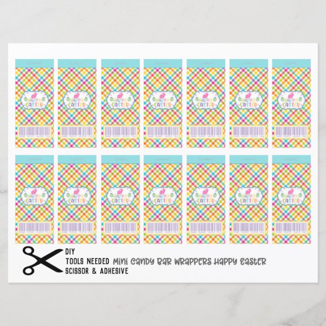 Papier Happy Pâques Mini Candy Chocolate Bar Wrappers do- (Devant)
