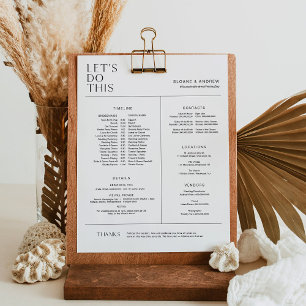 Papier HARLOW Bridal Party Timeline, Itinéraire & Détails