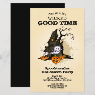 Papier Haunted House Budget Halloween Invitations