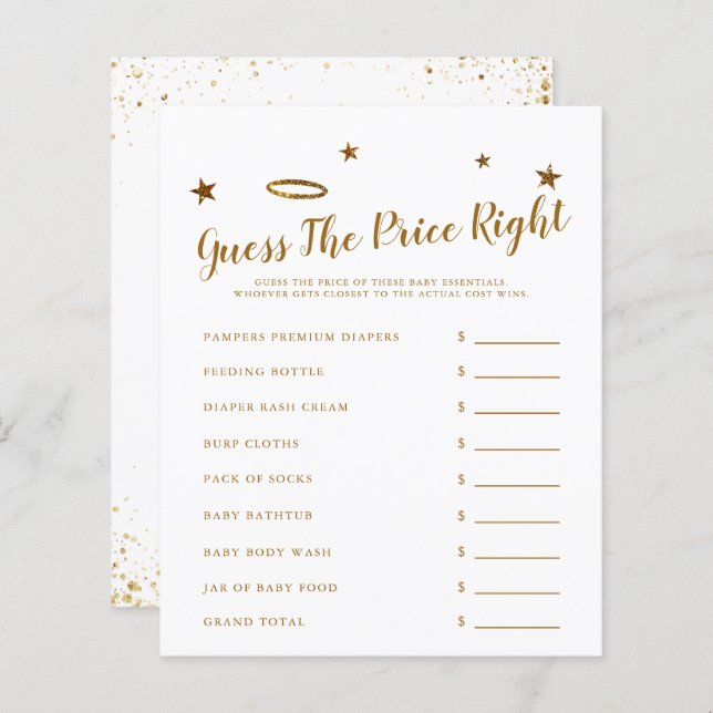 Papier Heaven A Envoyé Baby shower Devinez Le Prix Juste (Devant / Derrière)