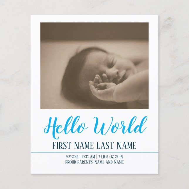 Papier Hello World - faire-part de naissance avec photo (Devant)