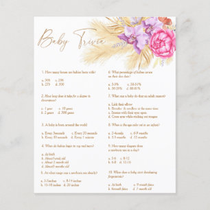 Papier Herbe des Pampas - Bébé Quiz Jeu de Baby Shower
