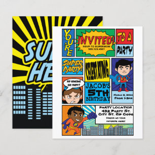 Papier Héros de style comique budget Invitations annivers