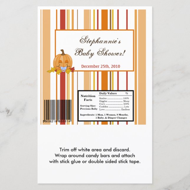 Papier Hershey's Large Bar Wrapper Automne Citrouille Aut (Devant)