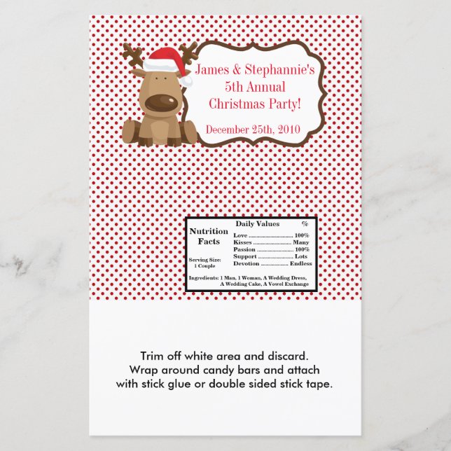 Papier Hershey's Large Bar Wrapper Reindeer Noël XMA (Devant)