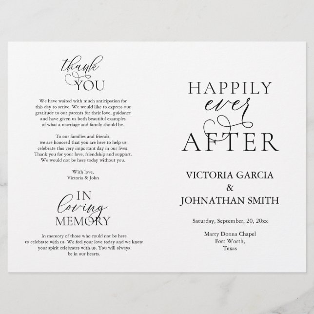 Papier Heureux Jamais Après, Cérémonie Mariage Foldable (Devant)