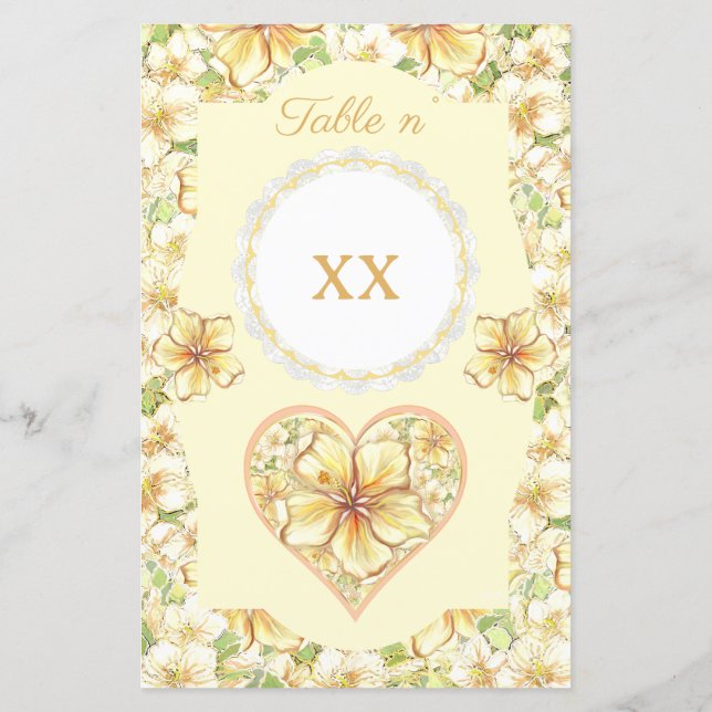 Papier Hibiscus & dentelle JAUNE (Dos)