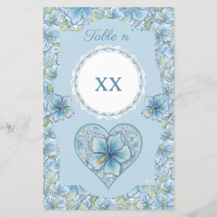 Papier Hibiscus & dentelle TURQUOISE