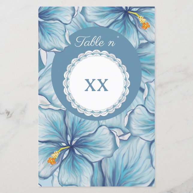 Papier Hibiscus & dentelle TURQUOISE (Dos)