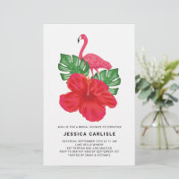 Hibiscus et Flamant rose Invitation à la douche nu