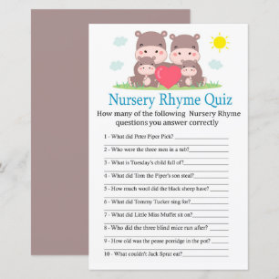 Papier Hippo famille Nursery Rhyme Quiz jeu de baby showe