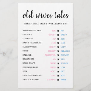 Papier Histoires de vieilles femmes Genre Révéler Baby sh