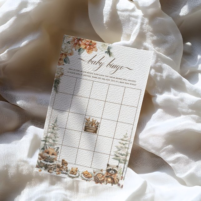 Papier Hiver Bois Animaux Baby shower Bingo Jeu (Créateur téléchargé)