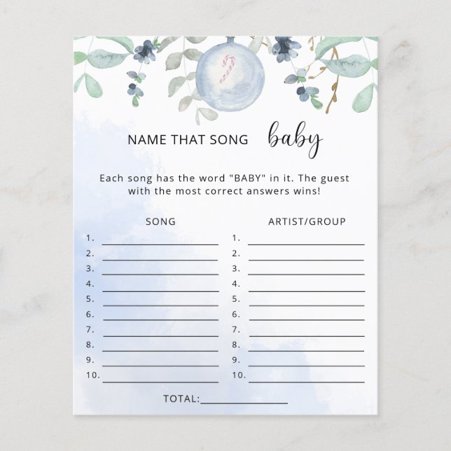 Papier Hiver nom que chanson jeu de baby shower (Devant)