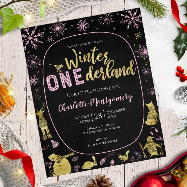 Papier Hiver Onederland Anniversaire Invitation Flèches d (Créateur téléchargé)