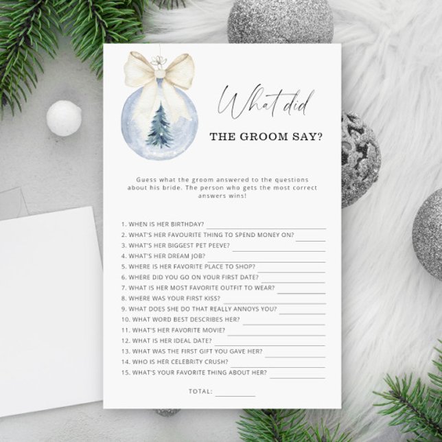 Papier Hiver Qu'est-ce que le marié a dit jeu nuptial (Créateur téléchargé)
