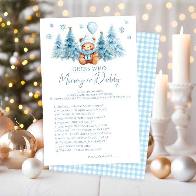 Papier Hiver Teddy Bear Baby shower maman ou papa Jeu (Créateur téléchargé)