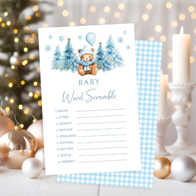 Papier Hiver Teddy Bear Baby shower Word Scramble Jeu (Créateur téléchargé)