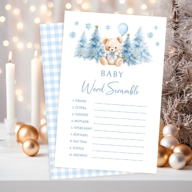Papier Hiver Teddy Bear Festive Baby Word Scramble Jeu (Créateur téléchargé)