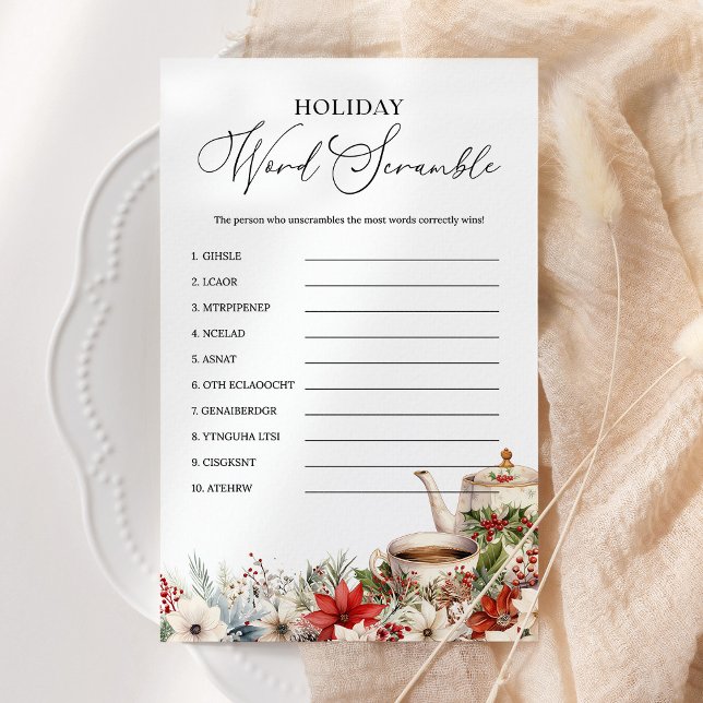 Papier Holiday Word Scramble Christmas Tea Party Game (Créateur téléchargé)
