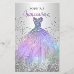 Papier Hologramme Budget Robe Quinceañera Invitation