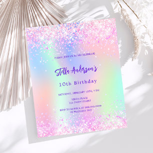 Papier Holographie rose 10e anniversaire invitation budgé