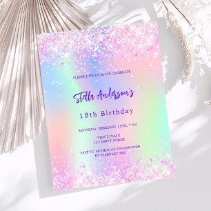 Papier Holographie rose violet budget 18e anniversaire