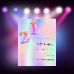 Papier Holographique rose violet 21e anniversaire