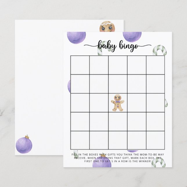 Papier Homme en pain d'épice - jeu de bingo Baby shower (Devant / Derrière)