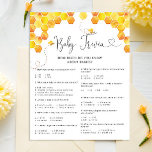 Papier Honey Bee Baby shower Trivia Jeu