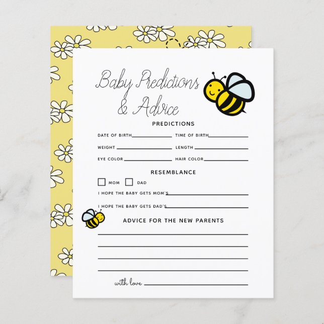 Papier Honey Bee White Baby Prédictions et conseils (Devant / Derrière)