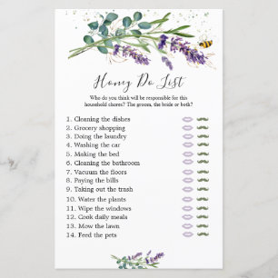 Papier Honey Do Liste Bridal Game, Lavender Eucalyptus
