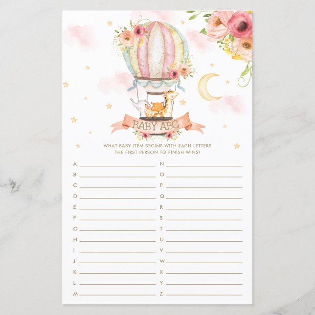 Papier Hot Air Balloon Animaux Baby ABC Baby shower Jeu (Devant)