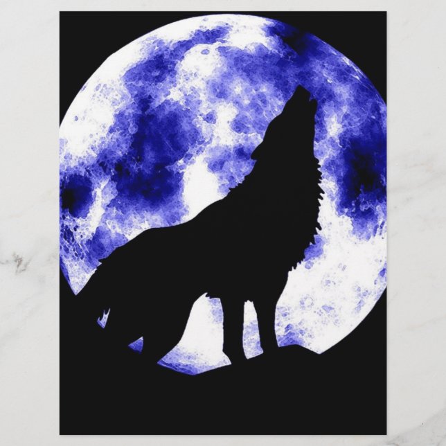 Papier Howling Wolf à Moon (Devant)