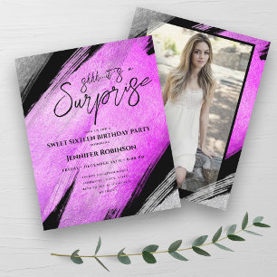 Papier Huile d'argent rose chaud Surprise Sweet 16 Invita