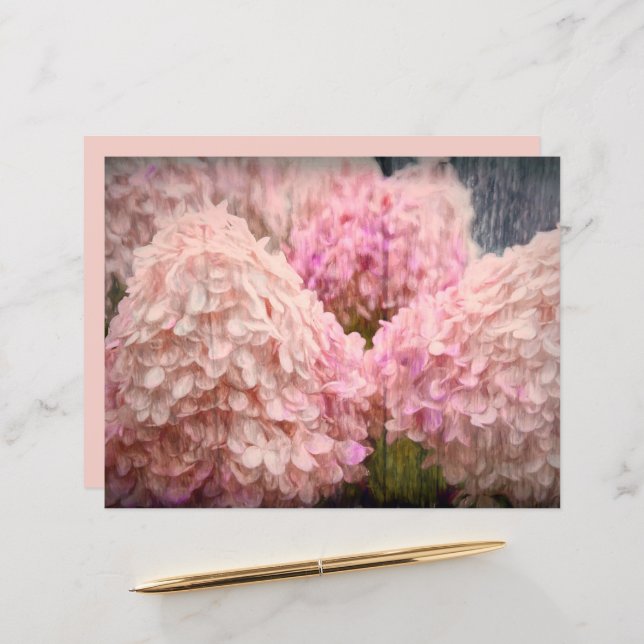 Papier Hydrangea Découpage en bois floral rose blush vint (Devant/Arrière en situation)