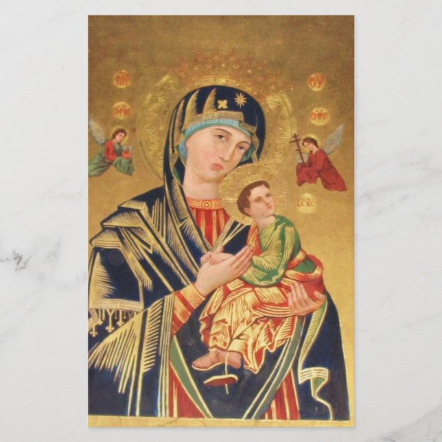 Papier Icône orthodoxe russe - Vierge Marie et bébé Jésus (Devant)