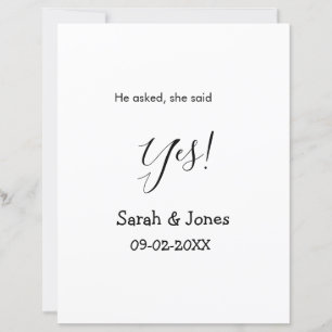 Papier Il a demandé elle a dit oui engagement simple mini